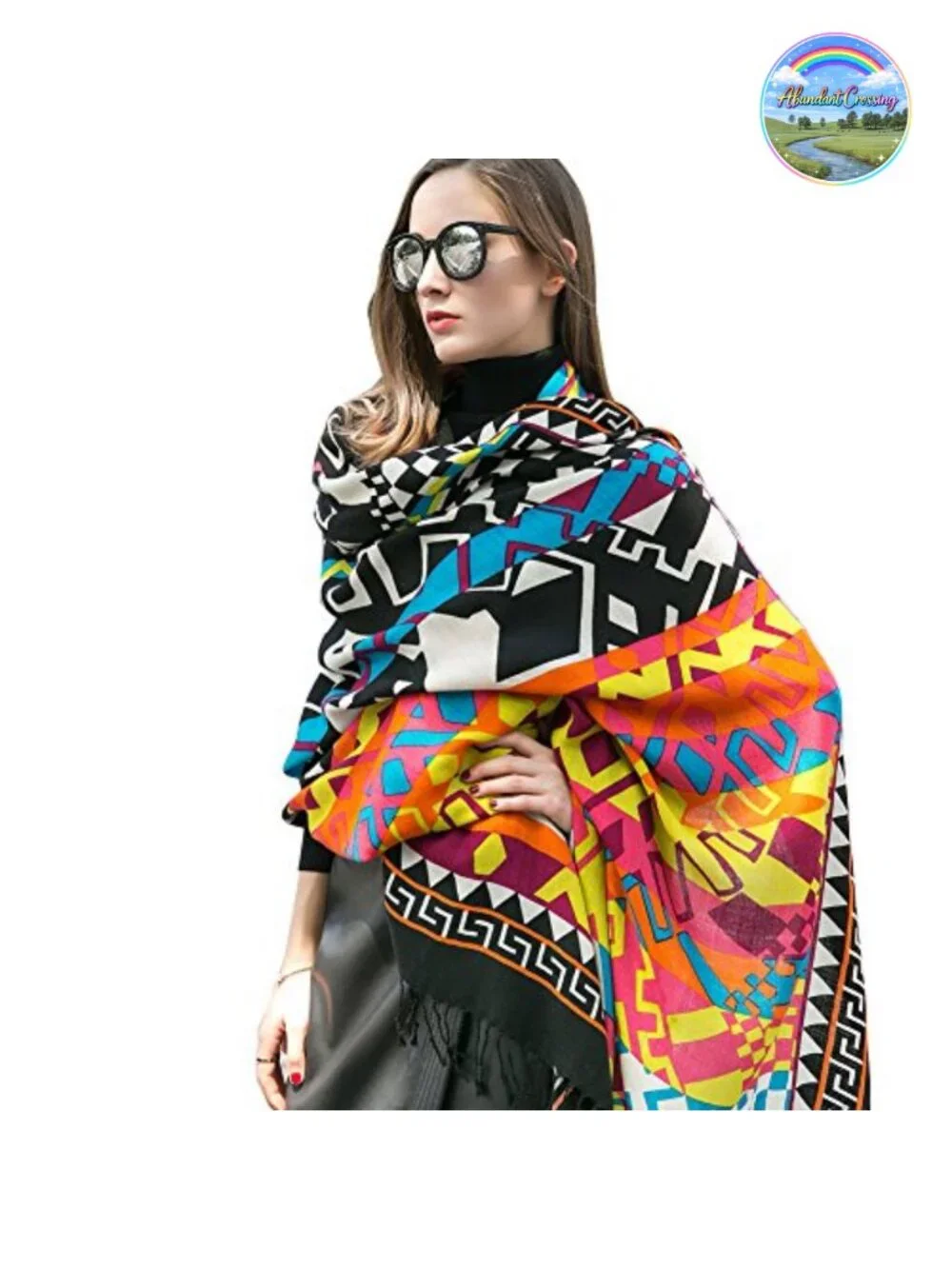 100% Merino Wool Oversized Pashmina Shawl Wrap with Handmade Tassels,